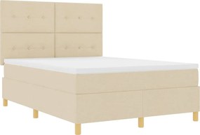 vidaXL LED Κρεβάτι με βάθρο με στρώμα Κρεμ 160 x 200 cm ύφασμα