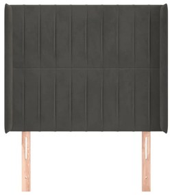 Κεφαλάρι με Πτερύγια Σκούρο Γκρι 83x16x118/128εκ.Βελούδινο - Γκρι