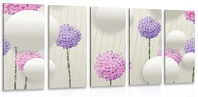 Εικόνα 5 μερών ενδιαφέροντα λουλούδια με αφηρημένα στοιχεία και σχέδια - 200x100