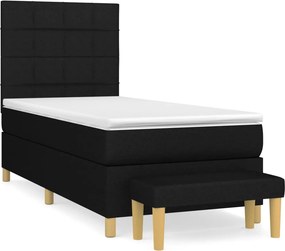 vidaXL Κρεβάτι Boxspring με Στρώμα Μαύρο 80 x 200 εκ. Υφασμάτινο
