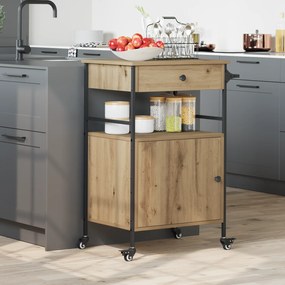 vidaXL Καρότσι Κουζίνας Ξύλο Καλλιτέχνη 56x43x89.5 εκ.