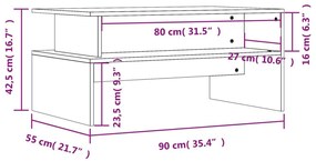 Τραπεζάκι Σαλονιού Γκρι Σκυροδ. 90x55x42,5 εκ. Επεξεργ. Ξύλο - Γκρι