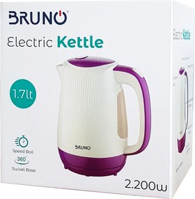 BRUNO ηλεκτρικός βραστήρας BRN-0001, 2200w, 1.7lt, βάση 360°, LED