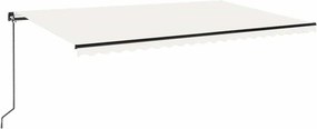 vidaXL Χειροκίνητη τέντα με ηλιακό LED 5 x 3 m Κρεμ 100% Πολυεστέρας