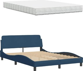VidaXL Κρεβάτι με Στρώμα Hanko Μπλε 140x200 εκ. Υφασμάτινο