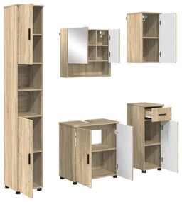 vidaXL Σετ Επίπλων Μπάνιου με πόρτα 5 pcs Sonoma Δρυς 61 x 35 x 64 εκ.