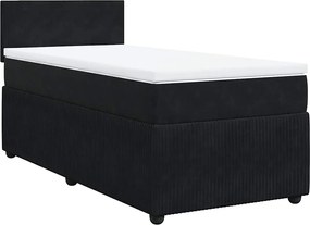 vidaXL Κρεβάτι Boxspring με Στρώμα Μαύρο 90x190 εκ. Βελούδινο