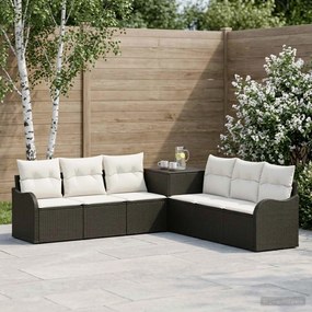 vidaXL Σετ Καναπέ 7 τμχ. Μαύρο και Κρεμ Λευκό 121 x 62 x 69 εκ.