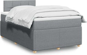 vidaXL Κρεβάτι Boxspring με Στρώμα Ανοιχτό Γκρι 120x200 εκ. Υφασμάτινο