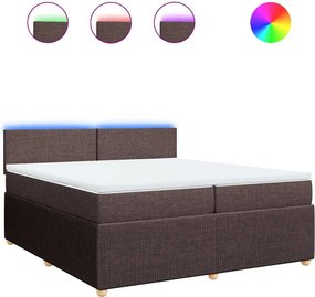 vidaXL Κρεβάτι Boxspring με Στρώμα Σκούρο Καφέ 200x200 εκ. Υφασμάτινο