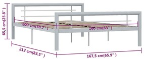 vidaXL Πλαίσιο Κρεβατιού Γκρι / Λευκό 160 x 200 εκ. Μεταλλικό