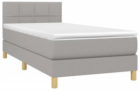 ΚΡΕΒΑΤΙ BOXSPRING ΜΕ ΣΤΡΩΜΑ &amp; LED ΑΝ.ΓΚΡΙ 80X200 ΕΚ. ΥΦΑΣΜΑΤΙΝΟ 3133669