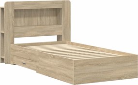 vidaXL Σκελετός κρεβατιού με αποθήκευση Sonoma Δρυς 90 x 190 cm