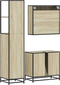 vidaXL Σετ Επίπλων Μπάνιου 3 Τεμαχίων Sonoma Δρυς Επεξεργασμένο Ξύλο