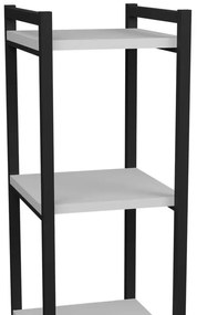 Επιδαπέδια ραφιέρα Harvey μαύρο μέταλλο και μελαμίνη σε λευκή απόχρωση 33x28x100εκ 33x28x100 εκ.