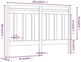 Κεφαλάρι Κρεβατιού Μαύρο 166 x 4 x 100 εκ. Μασίφ Ξύλο Πεύκου - Μαύρο