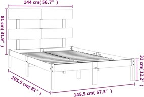 vidaXL Πλαίσιο Κρεβατιού 140 x 200 εκ. από Μασίφ Ξύλο