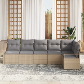 vidaXL Σετ Καναπέ 6 Τεμαχίων με Μαξιλάρια Μπεζ Πολυρατάν