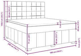 Κρεβάτι Boxspring με Στρώμα Μπλε 180x200 εκ. Υφασμάτινο - Μπλε