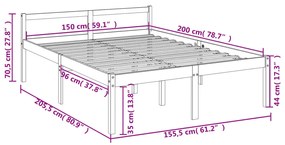 Κρεβάτι Ηλικιωμένων Μελί 150x200εκ. Μασίφ Ξύλο Πεύκου King Size - Καφέ