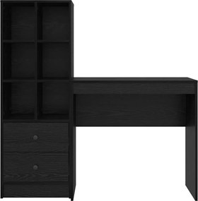 vidaXL Γραφείο με συρτάρι με ράφι με αποθήκευση 2 pcs Μαύρη Οξυά
