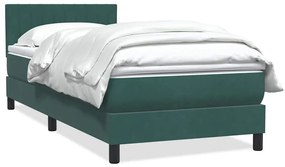 vidaXL Κρεβάτι Boxspring με Στρώμα Σκούρο Πράσινο 100x210εκ. Βελούδινο