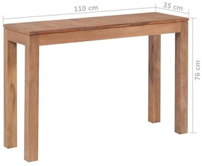 Τραπέζι Κονσόλα 110x35x76 εκ. Μασίφ Ξύλο Teak/Φυσικό Φινίρισμα - Καφέ