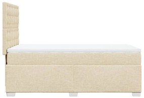 Κρεβάτι Boxspring με Στρώμα Κρεμ 100 x 200 εκ. Υφασμάτινο - Κρεμ