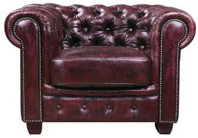 Πολυθρόνα Chesterfield 689 Ε9574,14 Δέρμα Antique Red Ξύλο,Δέρμα