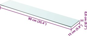 vidaXL Ράφι Πάνελ Διάφανο 90 x 15 εκ. Γυάλινο
