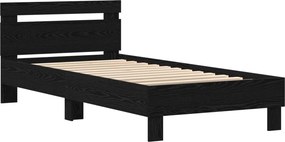 vidaXL Σκελετός Κρεβατιού Μαύρη Δρυς 80 x 200 cm Επεξεργασμένο Ξύλο
