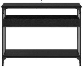 vidaXL Τραπέζι κονσόλας με ράφι Μαύρη δρυς 100 x 29 x 75 εκ.