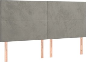 vidaXL Κρεβάτι Boxspring με Στρώμα &amp; LED Αν.Γκρι 200x200 εκ. Βελούδινο