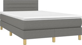 vidaXL Κρεβάτι Boxspring με Στρώμα Σκούρο Γκρι 120x200 εκ. Υφασμάτινο