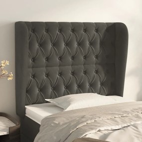 Κεφαλάρι με Πτερύγια Σκούρο Γκρι 103x23x118/128 εκ. Βελούδινο 3118335
