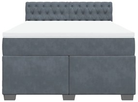 Κρεβάτι Boxspring με Στρώμα Σκούρο Γκρι 160x200 εκ. Βελούδινο - Γκρι