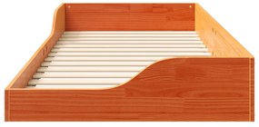 vidaXL Κρεβάτι δαπέδου Καφέ κεριού 80 x 210 cm Στερεό Ξύλο