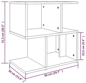 Κομοδίνο Καπνιστή Δρυς 50x30x51,5 εκ. από Επεξεργασμένο Ξύλο - Καφέ