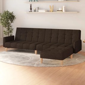 vidaXL Καναπές Κρεβάτι Διθέσιος με Υποπόδιο Σκούρο Καφέ Υφασμάτινος