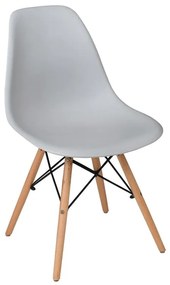 ART Wood Καρέκλα Τραπεζαρίας - Κουζίνας, Πόδια Οξιά, Κάθισμα PP Γκρι - 1 Step K/D - Pro  46x53x81cm [-Φυσικό/Γκρι-] [-Ξύλο/PP - PC - ABS-] ΕΜ123,01P