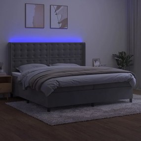 ΚΡΕΒΑΤΙ BOXSPRING ΜΕ ΣΤΡΩΜΑ &amp; LED ΑΝ.ΓΚΡΙ 200X200 ΕΚ. ΒΕΛΟΥΔΙΝΟ 3139823