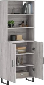 vidaXL Ντουλάπι Γκρι Sonoma 69,5 x 34 x 180 εκ. Επεξεργασμένο Ξύλο
