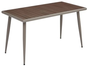 SERRANO Τραπέζι Κήπου-Βεράντας Μέταλλο Βαφή Sand Beige, Polywood Καρυδί 130x70x75cm Ε6891,1