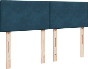 vidaXL Κρεβάτι Boxspring με Στρώμα Μπλε 140x200 εκ. Βελούδινο