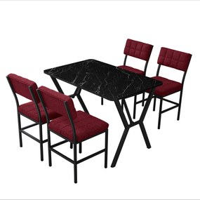 Extendable Dining Table &amp; Chairs Set (5 Pieces) Dubai - Burgundy, Black Burgundy
Black