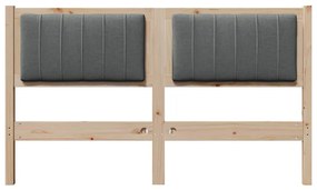 vidaXL Ταπετσαρισμένο κεφαλάρι Καφέ 135 cm Στερεά ξυλεία πεύκου
