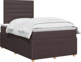 vidaXL Κρεβάτι box spring με στρώμα Σκούρο Καφέ 120 x 200 cm Ύφασμα