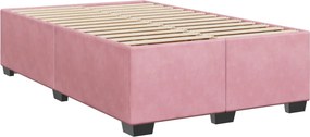 vidaXL Κρεβάτι Box Spring με Στρώμα και LED Ροζ 120 x 200 cm Βελούδο