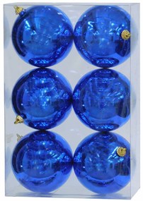 Σετ 6 Τεμάχια Χριστουγεννιάτικες Μπάλες Μπλέ 10cm 232809