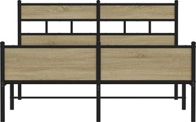 vidaXL Σκελετός Κρεβ. Χωρίς Στρώμα Sonoma Δρυς 160x200 εκ. Μεταλλικό